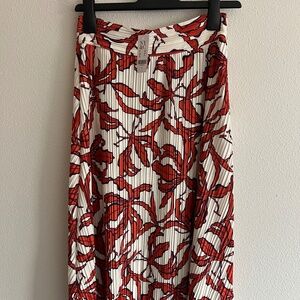 Summer Pleated A-Line Midi Skirt Size 4